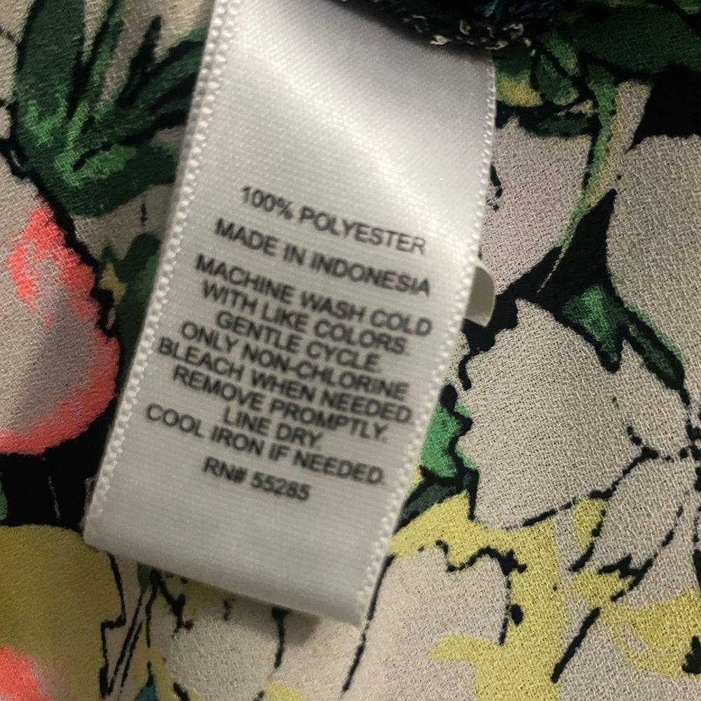 Express-Bright, Multi- Colored, Floral Button- Up… - image 3